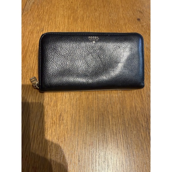 Fossil Jackets & Blazers - Fossil Black Leather Zip Around Wallet Cowhide Continental Organizer Slim